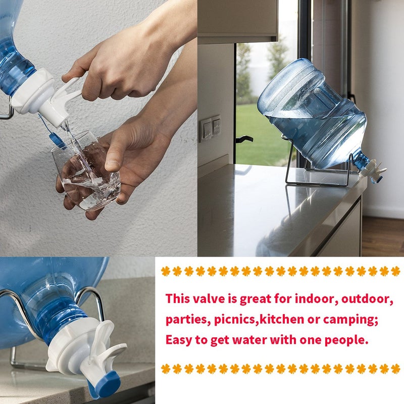 HSIULMY Water Dispenser Valve for 55mm Crown Top Drinking Bottle, Reusable Water Jug Cap Plastic Spigot Faucet, Includes Lid Dirt Protector- 2 Pcs (Not for Threaded Crown Tops) - Image 5